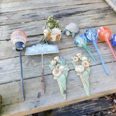 Garden Decor- Plant Stakes and Glass Watering Globes