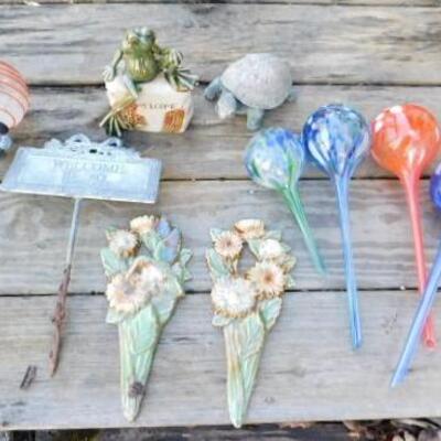 Garden Decor- Plant Stakes and Glass Watering Globes