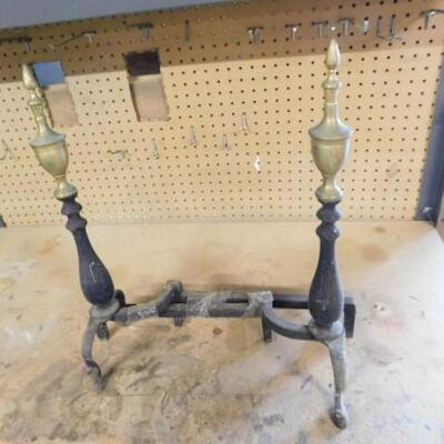 Vintage Set of Cast and Brass Andirons 