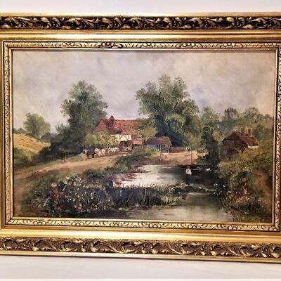 Lot #39  Charming Antique Original Paining - Oil on Canvas - dated 1900
