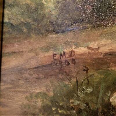 Lot #39  Charming Antique Original Paining - Oil on Canvas - dated 1900