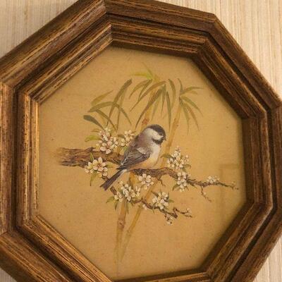 Lot 8 - Vintage Octagonal Bird Pictures