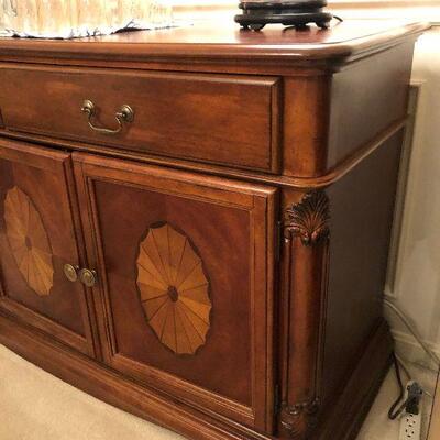 Lot 14 - Inlaid Wood Buffet Ensemble Including Contents