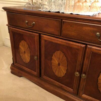 Lot 14 - Inlaid Wood Buffet Ensemble Including Contents