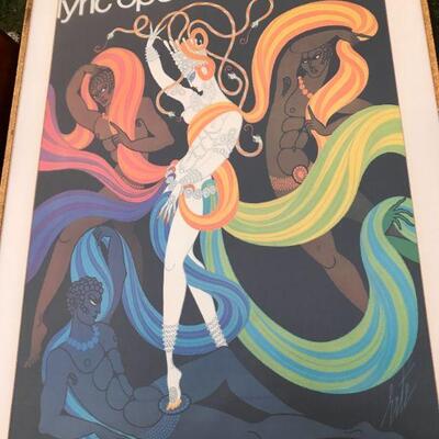 ERTE'  1968 Vintage  Lyric Opera Art Deco Framed Poster