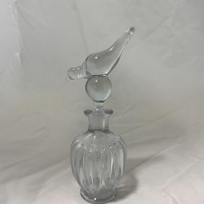 .36. VINTAGE | Perfume Bottle with Perched Bird Stopper