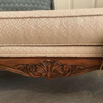 Lot 28 - Carved Wood Upholstered Bench