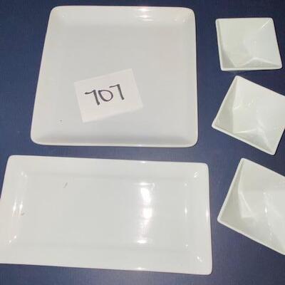 Lot 707- square plates and bowls
