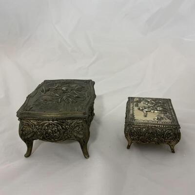 .53. VINTAGE | Two Victorian Style | Metal Trinket Boxes | Jewelry Casket