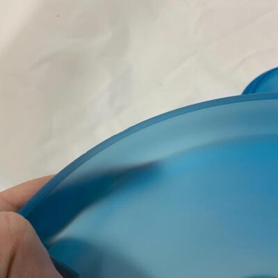 .59. Large Blue Satin Glass Covered Dish