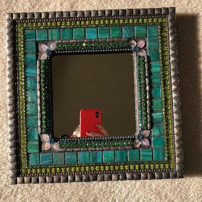 Lot 88 - Signed Zetamari Mosaic Artworks Square Mirror 12