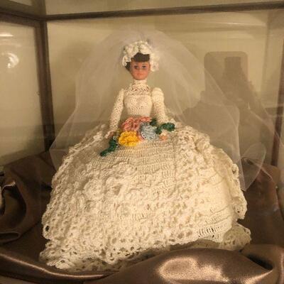 Lot 96 - Vintage Bride Doll in Case (Hand Crocheted)