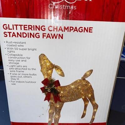 Lot 766 - Glittering Lighted Fawn Lawn Decor