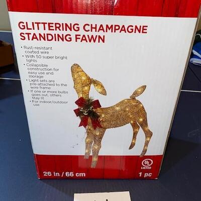 Lot 766 - Glittering Lighted Fawn Lawn Decor