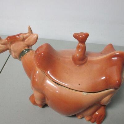 Lot 152 - Vintage Brush McCoy Art Pottery Cow Cookie Jar and Shelly Triplett Rooster Serving Tray 