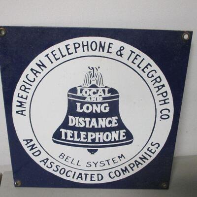 Lot 158 - Vintage Single Side Enamel American Telephone and Telegraph Co. Sign