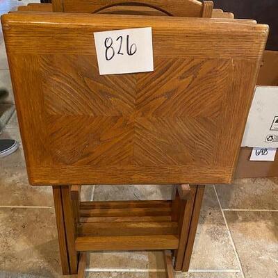 Lot 826 - Wood TV tray set
