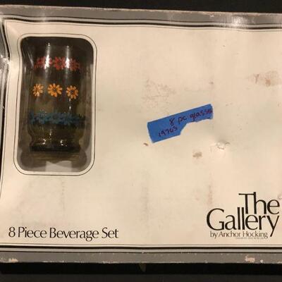 Mid Century Mod Anchor Hocking New 8 Piece Beverage Set