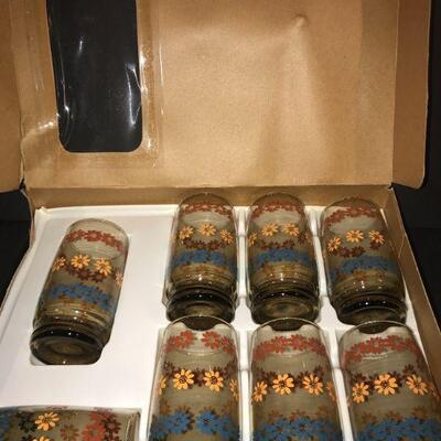 Mid Century Mod Anchor Hocking New 8 Piece Beverage Set