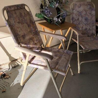 Lot 108 - Lawn Chairs, TV Table and Decorative Wreath