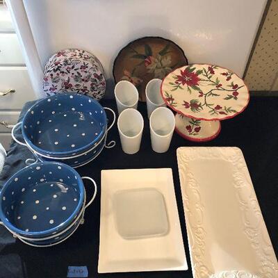 Lot 132 - Red White and Blue Kitchen Ware (and Gold) Including Fitz & Floyd