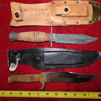 LOT  54 TWO HUNTING KNIVES WITH SHEATH'S