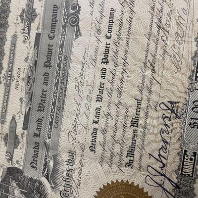 Lot #5 Stock Certificate Nevada Land , Water and Power 