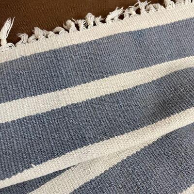Lot #64 Blue / Gray and White Woven Rug 
