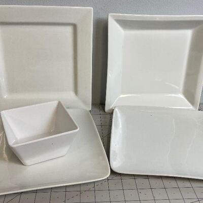Lot #94 Square White Serving Plates and dishes 