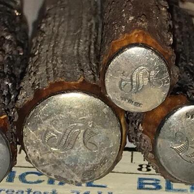 Antique Sterling capped bone handle carving set - 4 pcs.
