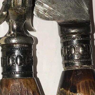 Antique bone handled sterling carving set 2 pcs.