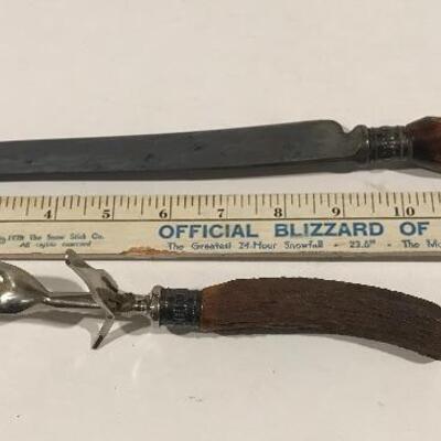 Antique bone handled sterling carving set 2 pcs.