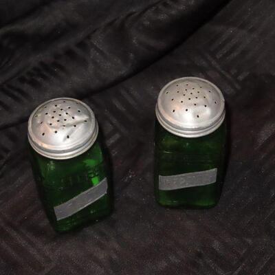 Green Salt and Pepper Shakers