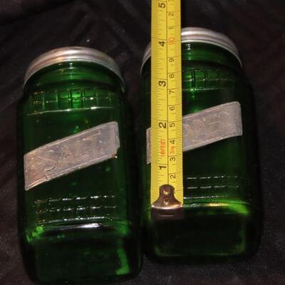 Green Salt and Pepper Shakers