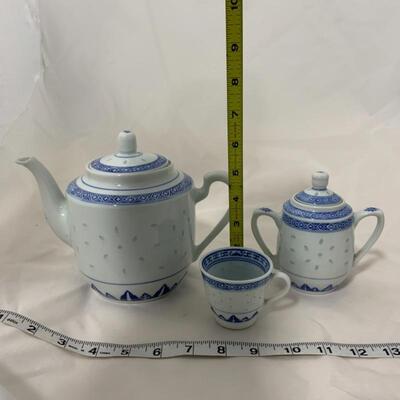 .68. Tienshan Tea Set | Rice Grain Porcelain | 9 Pieces