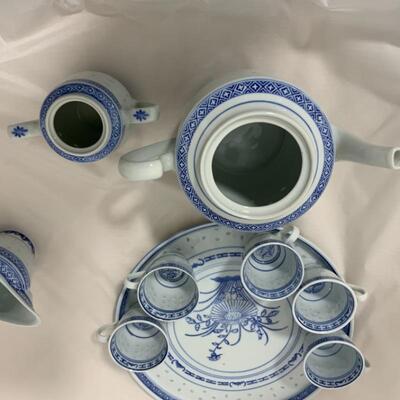 .68. Tienshan Tea Set | Rice Grain Porcelain | 9 Pieces