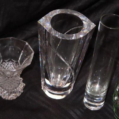 Crystal vases and mini stein