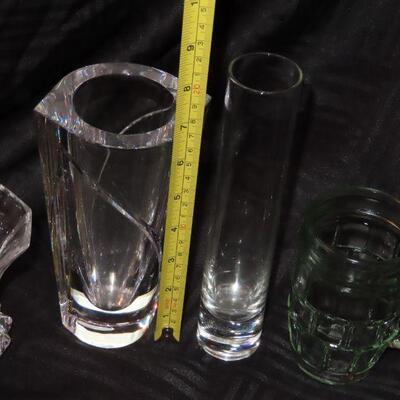 Crystal vases and mini stein