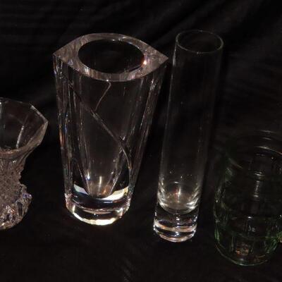 Crystal vases and mini stein