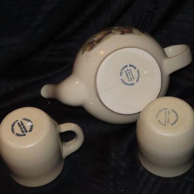 Yesteryear Pottery Teapot and cups
