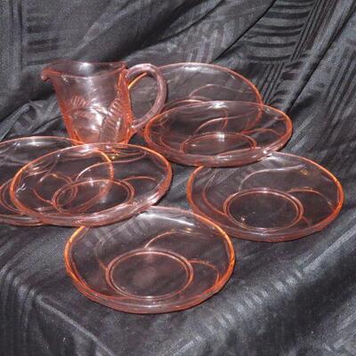 Pink Plates and creamer dish