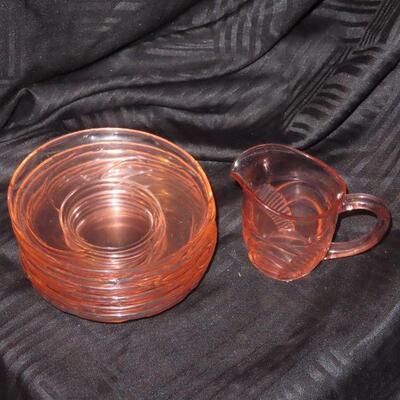 Pink Plates and creamer dish