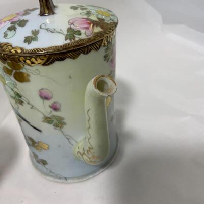 .81. VINTAGE | Hand Painted Tea Pot | Covered Biscuit Jar