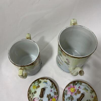 .81. VINTAGE | Hand Painted Tea Pot | Covered Biscuit Jar