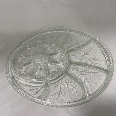 .99. VINTAGE | Heavy Glass Divided Dish | Egg Plate | MCM