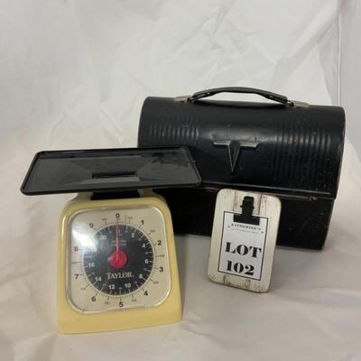.102. VINTAGE | Thermos Lunch Pail | Taylor Kitchen Scale