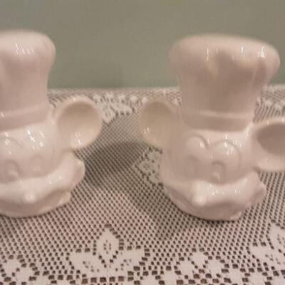 White Mickey Mouse Salt and Pepper