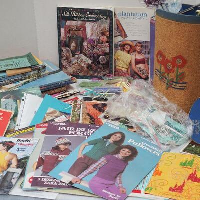 Lot 5 Knitting crafts patterns Silk Ribbon Embroidery, Vintage Disney post cards tickets