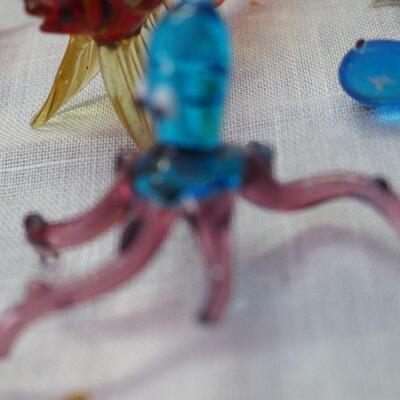 Lot 7 Glass Animals, Mini collectibles ceramic, broken but beautiful Asain vase, Jewelry