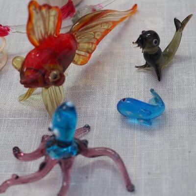 Lot 7 Glass Animals, Mini collectibles ceramic, broken but beautiful Asain vase, Jewelry